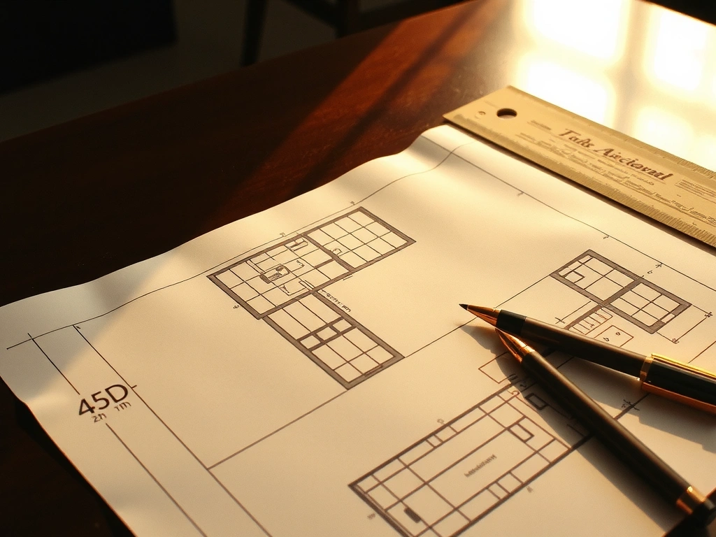 Planos técnicos sobre mesa de trabajo